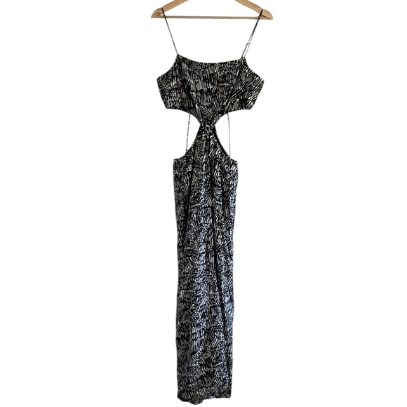 Jonathan Simkhai Amora Coverup Maxi Dress Women’s Size Medium Black Abstract - Picture 5 of 12